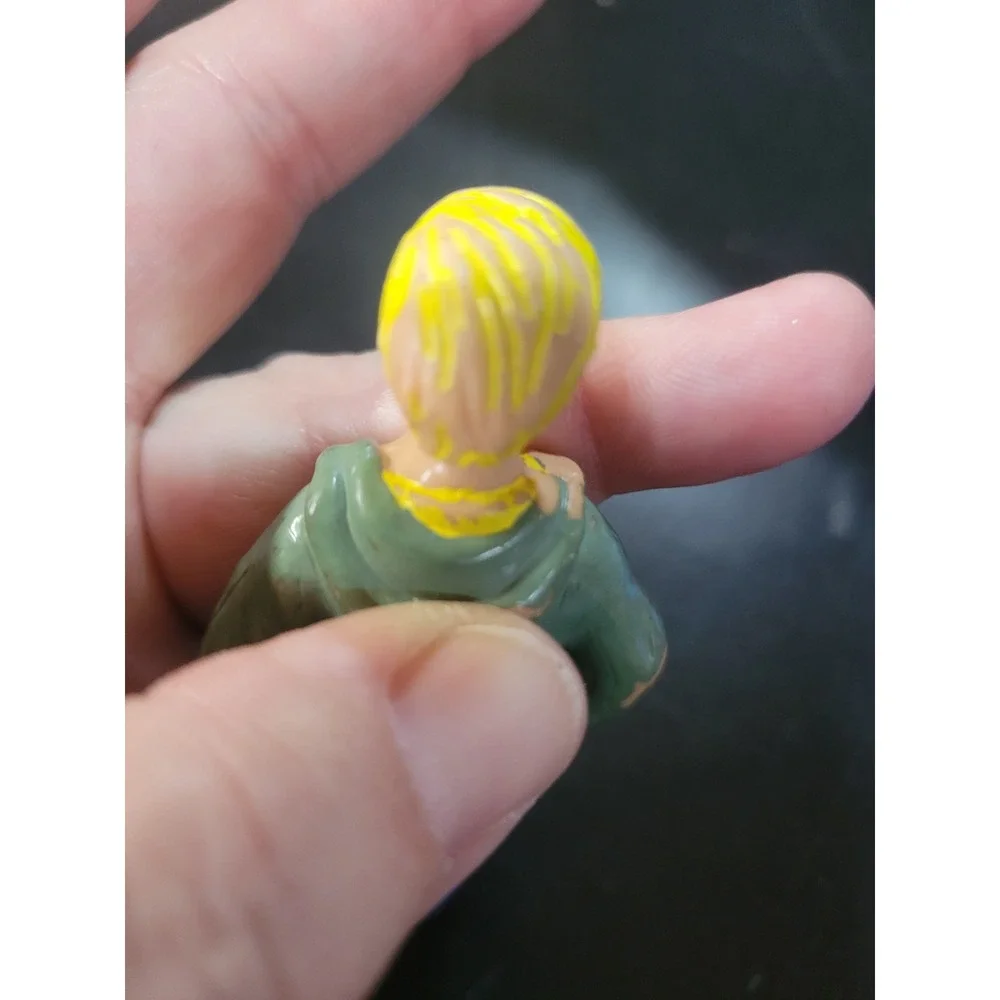 Vtg Boy Figure‎ Toy Green Jacket Blue Jeans White Shoes Action Figure Doll 3.5